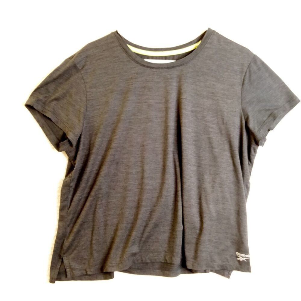 Reebok T-Shirt Womens Extra Large Short Sleeve Gray Lightweight Polyester/Spande